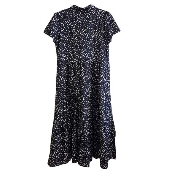 Joules Sadie Dress Navy Polka Dot Print, Tiered, Button Front, Collared, Sz 10 - Picture 6 of 12